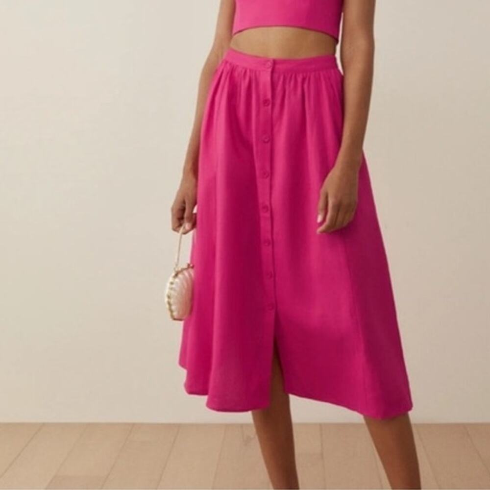 Reformation Orzo Linen Midi Skirt